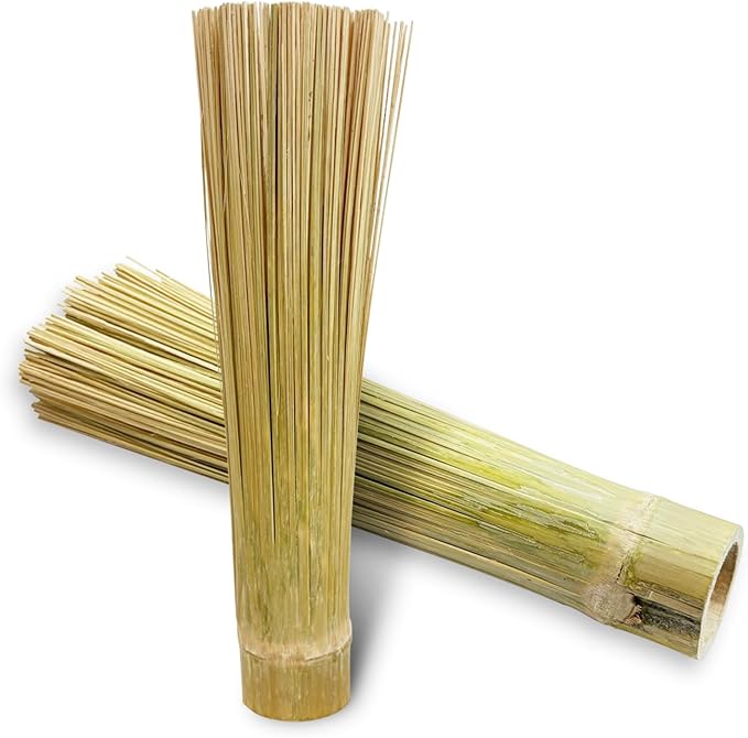 2-Pack Natural Bamboo Cleaning Brush Set Heavy Duty Wok Scrubber for Cast Iron Pans, BBQ Grills & Pots Stubborn Stain Remover, Kitchen Scrub Brush
