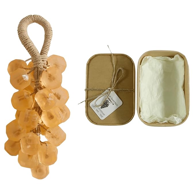 Grape Soap, Handmade Grape Soap on a Rope, Crystal Grapes Shaped with Natural Ingredients, Christmas Decorative Hand Soaps for Washing Hands & Fresh Air, Gift Choice for Women Men (Osmanthus)