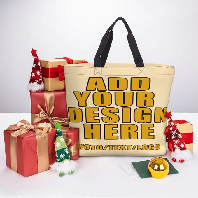 Custom Large Black Tote Bag With Pocket Extra Large Reusable Grocery Bags