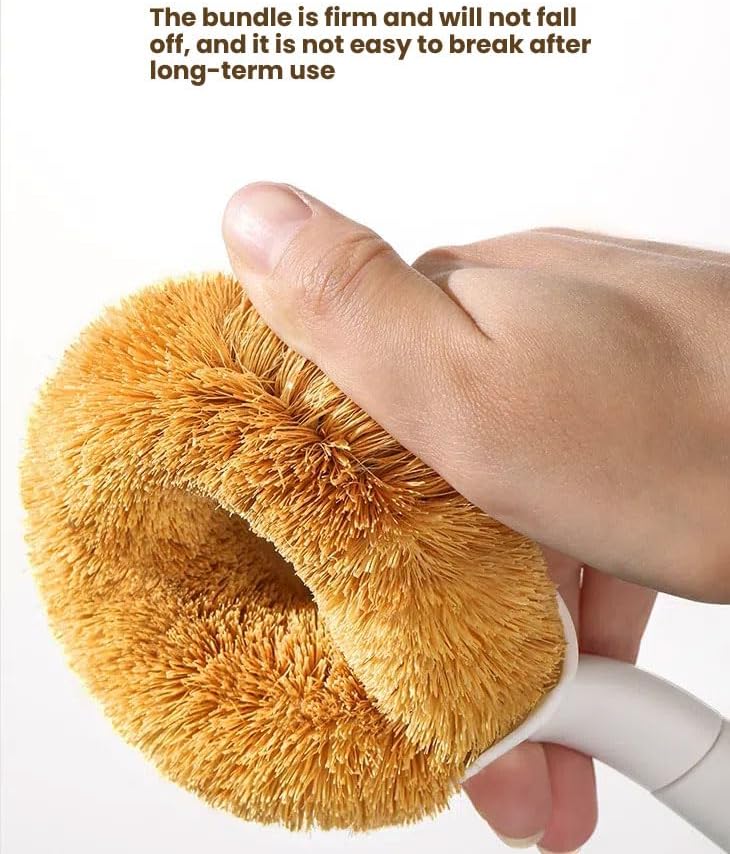 Natural Coconut Fiber Pot Scrubber with Handle – Multi-Surface Cleaning Brush for Pots, Pans, Stovetops, Kitchen Surfaces – Eco-Friendly Dishwashing Brush - Image 3