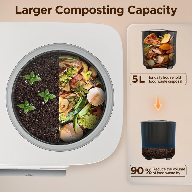 4L Electric Composter with Visable Window, Kitchen Intelligent Compost Bin - Image 4