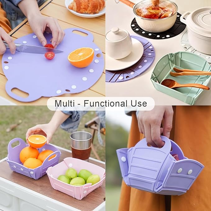 Collapsible Camping Bowl,Silicone Bowl Portable Camping Tableware,Free Folding Plate with Handle,Space Saving Camping Essentials Outdoor,RV,2 Pieces
