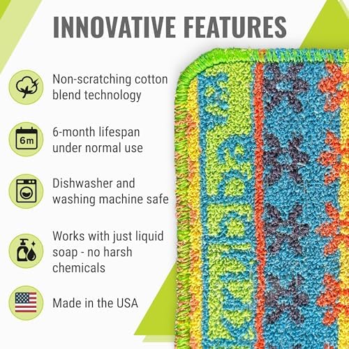 Wet-it! Skrubba 3-Pack Reusable Dish Scrubbers – Non-Scratch Scouring Pads for Kitchen & Household – Eco-Friendly, Dishwasher Safe Scrub Sponges for Dishes, Pots & Pans (Vogue) - Image 2