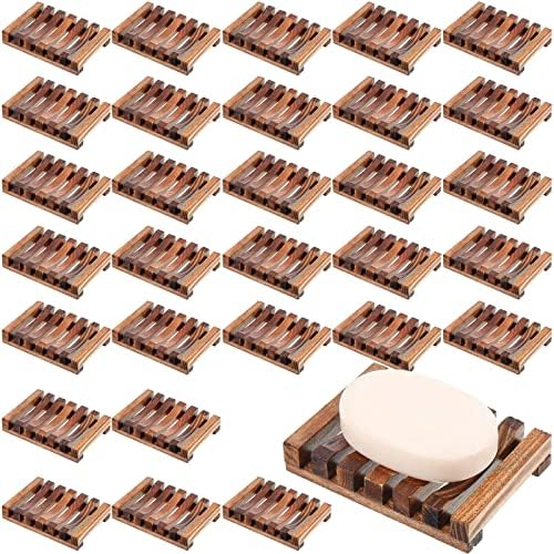 Skylety 50 Pieces Wooden Shower Soap Dish Bulk Soap Holder, Brown Color by Skylety