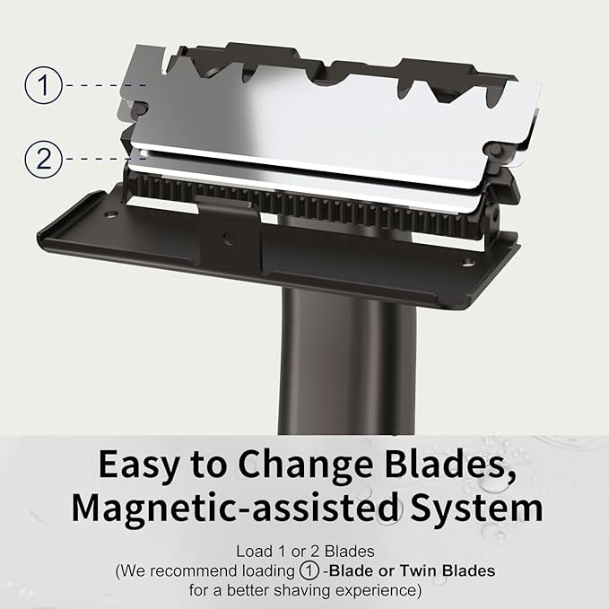 Razors for Men, Dual-Blade Safety Razor with Pivoting Head, Reusable Metal Shaving Razor, with 10 Double Edge Blades, Smooth Close Shave, Matte Black