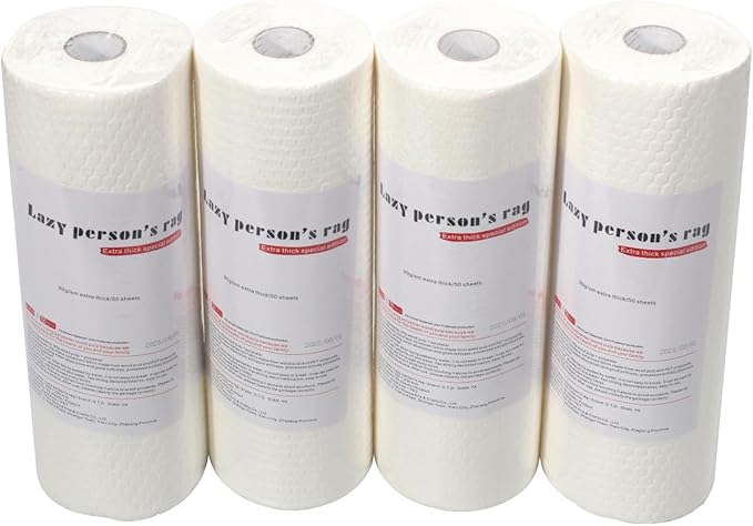 Kitchen Disposable Cloths – Wet/Dry Dish-Use Dishcloth, Super Durable, Reusable Paper Towel – Used for Various Cleaning Scenarios – 4 Roll 200 Sheets （White）