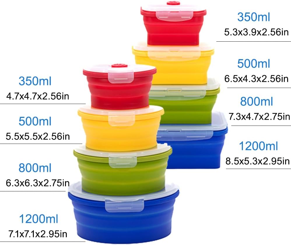 Collapsible Silicone Food Storage Container Set (MULTI COLOR) - Image 7