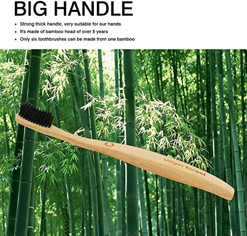 Virgin Forest Bamboo Toothbrushes 6pk, Charcoal Bristles BPA Free Eco - Image 4