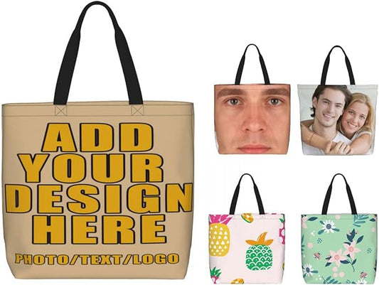 Custom Large Black Tote Bag With Pocket Extra Large Reusable Grocery Bags