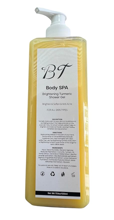 BT Body Spa Vitamin C Body Scrub Set – Brightening Exfoliating Scrub, Peach Body Wash & Turmeric Shower Gel for Smooth, Even-Tone Skin