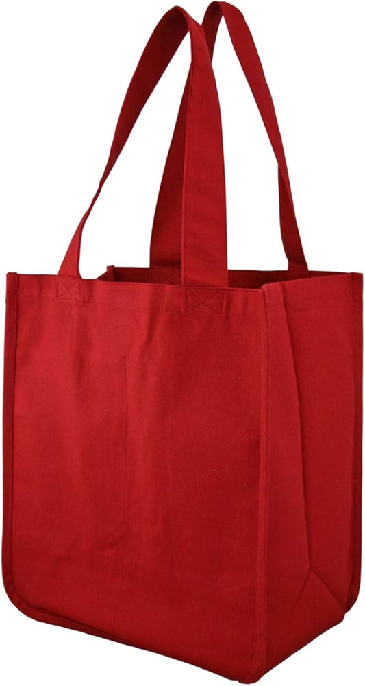 Simple Ecology Organic Cotton Deluxe Reusable Grocery Shopping Bag; Bottle Sleeves, Rigid Bottom Support (UPDATED DESIGN)