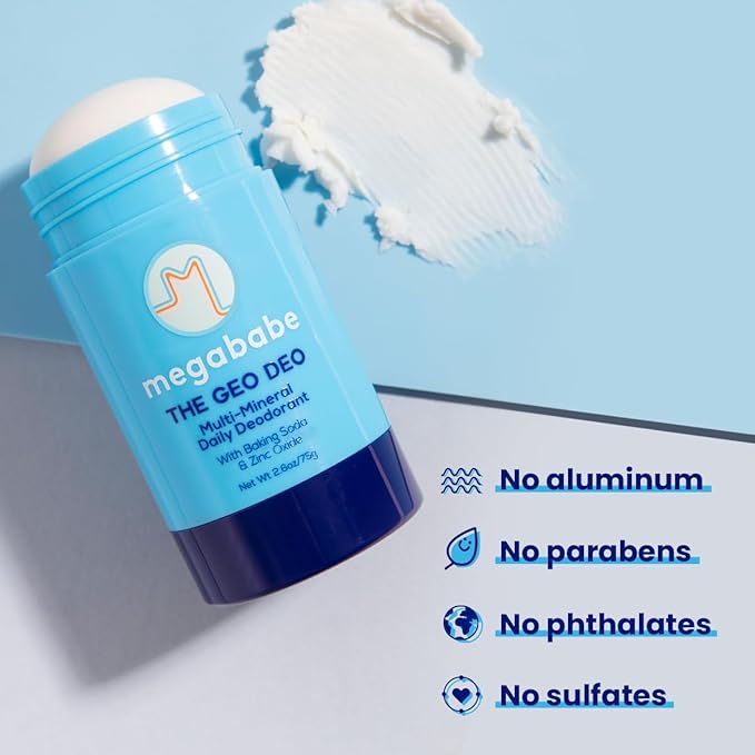 Megababe Daily Deodorant - The Geo Deo with 72 hour Odor Protection Multi-Minerals, Holiday Gifts for Women, Aluminum-Free, All Natural, 2.6 oz