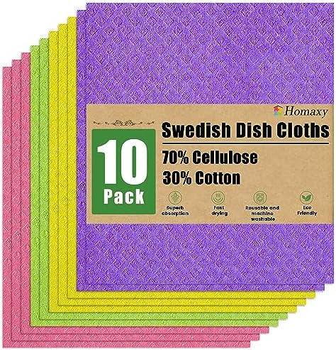 Homaxy Swedish Dishcloths for Kitchen, 10 Pack, Multicolor by Homaxy