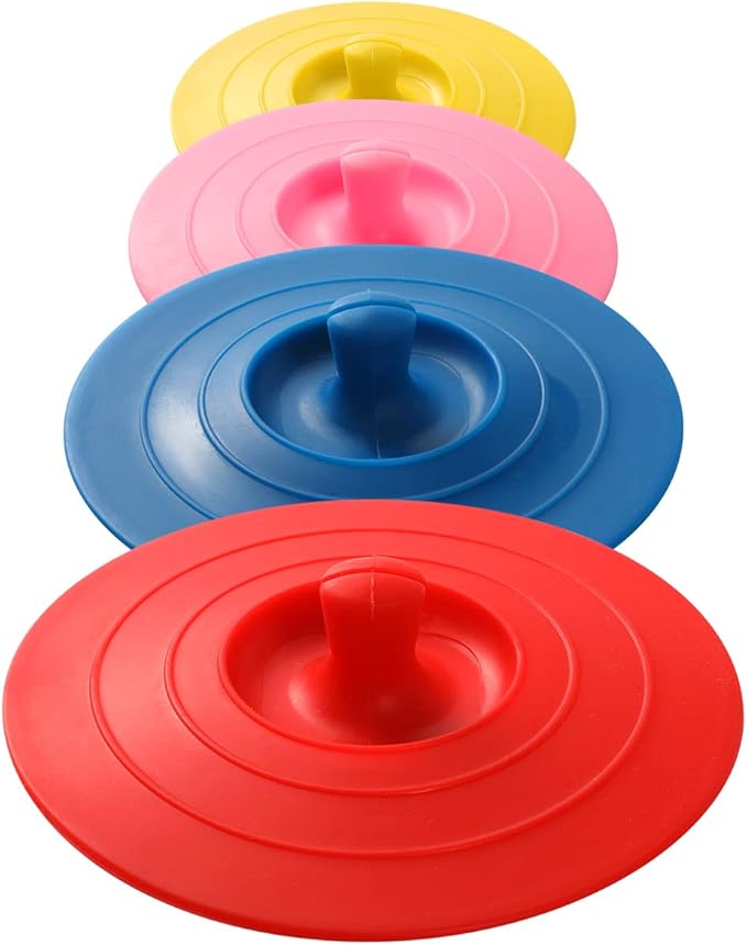 Silicone Cup Covers (Set of 4) ， Multicolored Silicone Lids for Mugs, Cups, Tea Pots,Flexible Mug Covers，Hot Cup Lids for Coffee & Tea