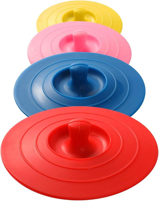 Silicone Cup Covers (Set of 4) ， Multicolored Silicone Lids for Mugs, Cups, Tea Pots,Flexible Mug Covers，Hot Cup Lids for Coffee & Tea