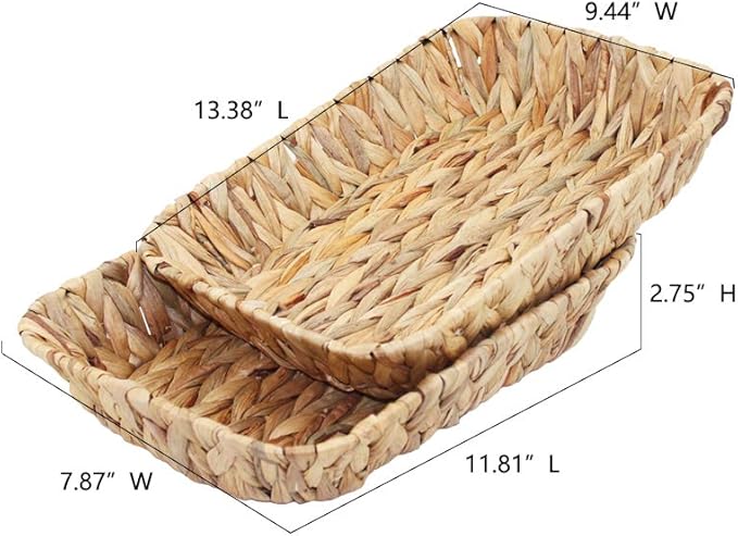 Fruit Tray, Grass Weaving Storage Bins for Fruit or Tea,Arts and Crafts.(2) (RectangleC-2PC)