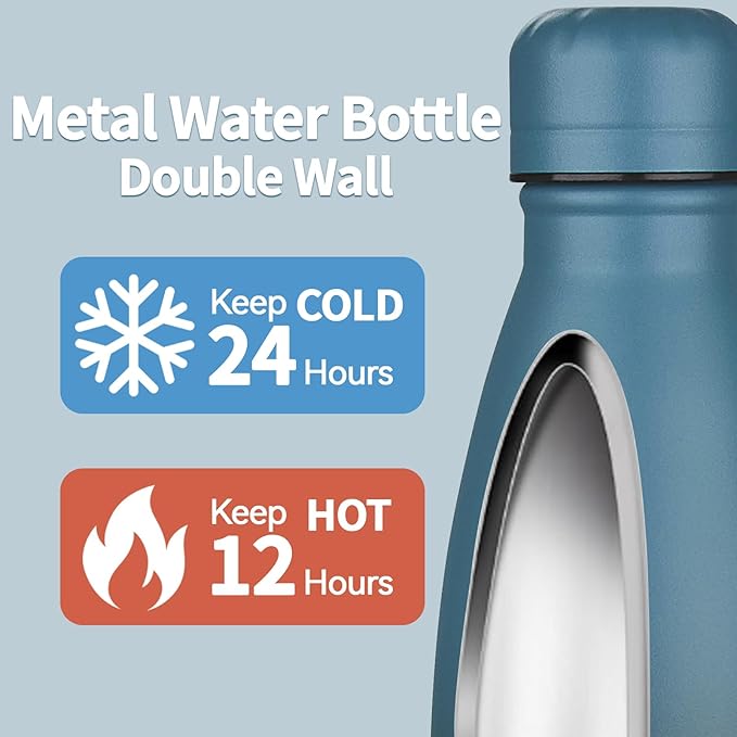 OWS 17oz Insulated Water Bottles Bulk 1/2/4 Pack, Metal Sports Water Bottles, Double Wall Vacuum BPA-Free Flask for School, Sports(indigo black 1pc)