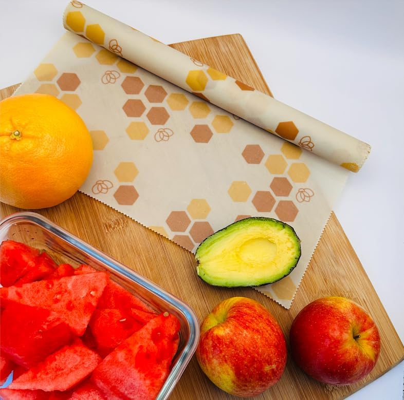 Truebee Reusable Beeswax Food Wrap Roll 13” by 55”, – Non Toxic, Plastic Free, Silicone Free, Sustainable, Environmentally Friendly, Organic Cotton Beeswax Wrap, Cut to Size, Signature Design - Image 6