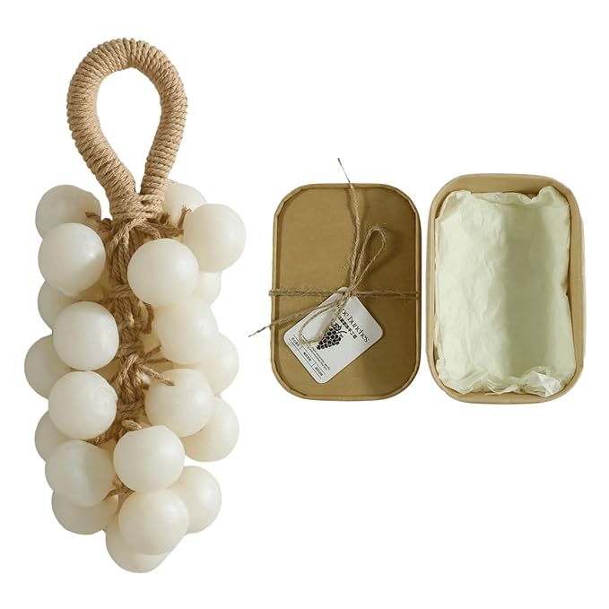 Grape Soap, Handmade Grape Soap on a Rope, Crystal Grapes Shaped with Natural Ingredients, Christmas Decorative Hand Soaps for Washing Hands & Fresh Air, Gift Choice for Women Men (Pearl)