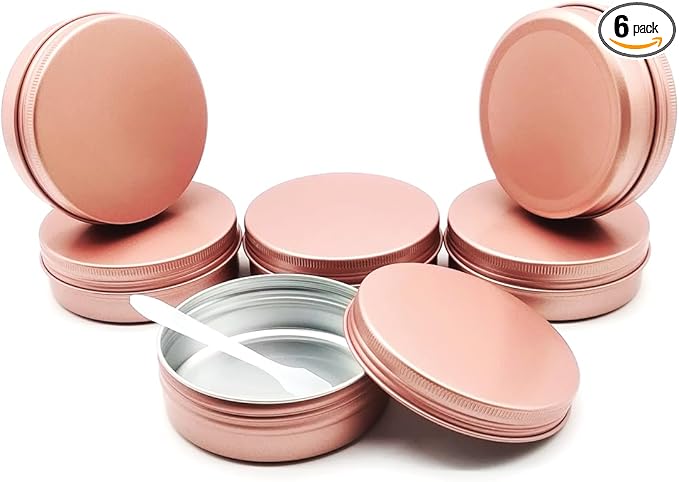 6pack 100ml Aluminum Tin Jars, 100 Gram Empty Travel Cosmetic Sample Container Screw Cap Lid, 100g Metal Tins Can for DIY Crafts, Lip Balms, Face Cream, Candle, Tea, Paint, Slime, Matte-Pink