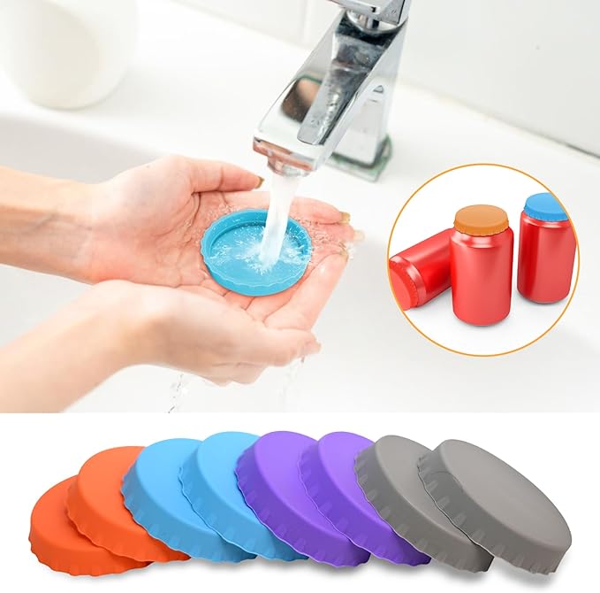 8PCS Silicone Soda Can Lids,BPA-Free Reusable Silicone Can Covers, Can Stopper or Protector For Soda,Beer, Drink, Juice, Coke, Beverage, Can Lid, Cover or Protector Quasi Beverage Cans