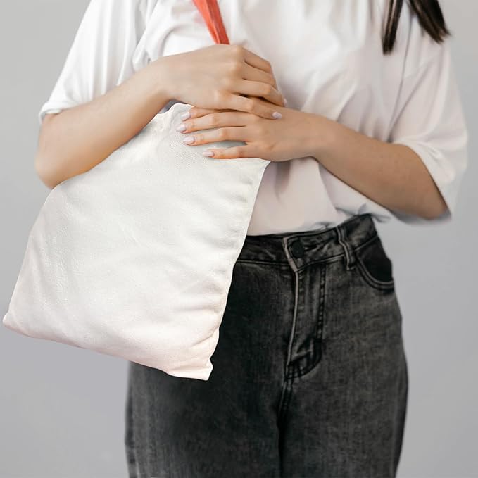 40 Reusable Canvas Tote Bags, Polyester, White, 12x14 Inch, 20 Colored Handles, Sublimation Blank, DIY Crafts, Grocery Shopping, Party Event, Heat Transfer