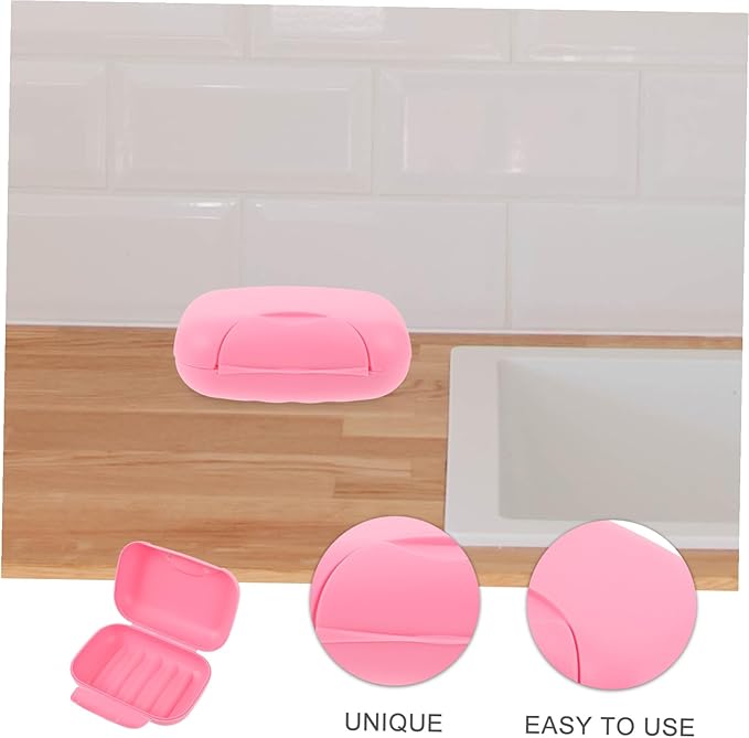 DOITOOL Portable Soap Dish Container Large Pink with Lock Leakproof PP Plastic Travel Soap Case for Camping Hiking Bathroom Organizer