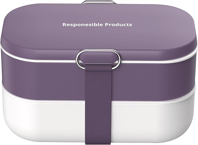 Responsible Products Leak Resistant Bento Box with Tableware for Adult - Teens, Insulated Lunch Box for Women - Men - Girls - Boys, BPA Free, Dishwasher Safe, Microwave Safe, Freezer Safe, 46 oz