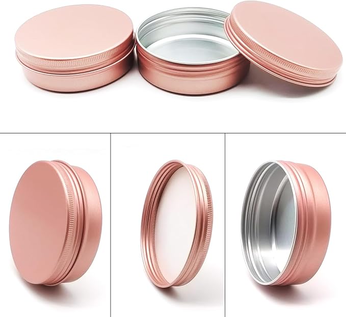 6pack 100ml Aluminum Tin Jars, 100 Gram Empty Travel Cosmetic Sample Container Screw Cap Lid, 100g Metal Tins Can for DIY Crafts, Lip Balms, Face Cream, Candle, Tea, Paint, Slime, Matte-Pink
