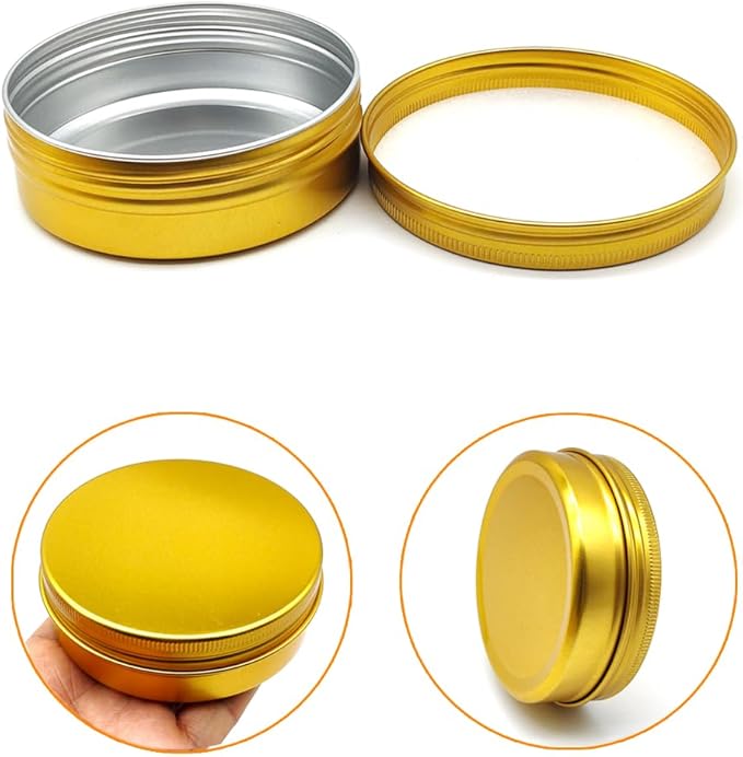 12pcs 1oz 30ml Aluminum Tin Jar, 30g Refillable Makeup Container, 30 Gram Gold Screw Lid Round Can Sample Pot for Cosmetic DIY, Handmade, Lip Balm, Cream, Salve, Toner, Candle, Paint, Scrub