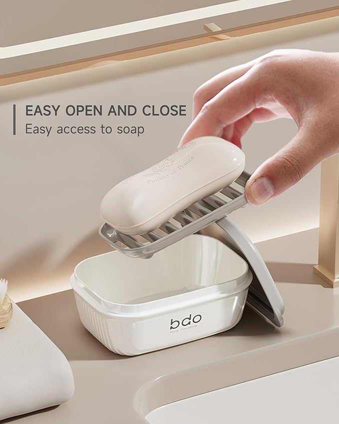 Travel Soap Case, Leakproof Soap Container with Lid, Portable Bar Soap Holder for Traveling, Soap Dishe for Bathroom, Shower, Gym, School, Camping, Vacation, Outdoor,Travel Essentials