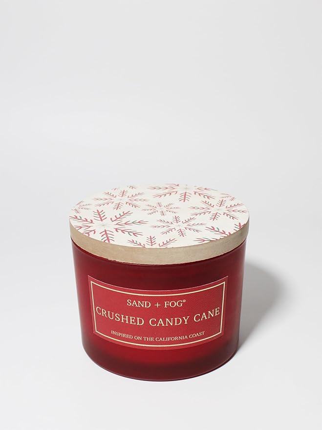 Sand + Fog Scented Candle - Crushed Candy Cane – Additional Scents and Sizes – 100% Cotton Lead-Free Wick - Luxury Air Freshening Jar Candles - Perfect Home Decor – 12oz …