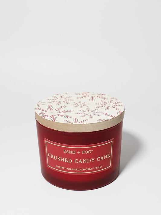 Sand + Fog Scented Candle - Crushed Candy Cane – Additional Scents and Sizes – 100% Cotton Lead-Free Wick - Luxury Air Freshening Jar Candles - Perfect Home Decor – 12oz …