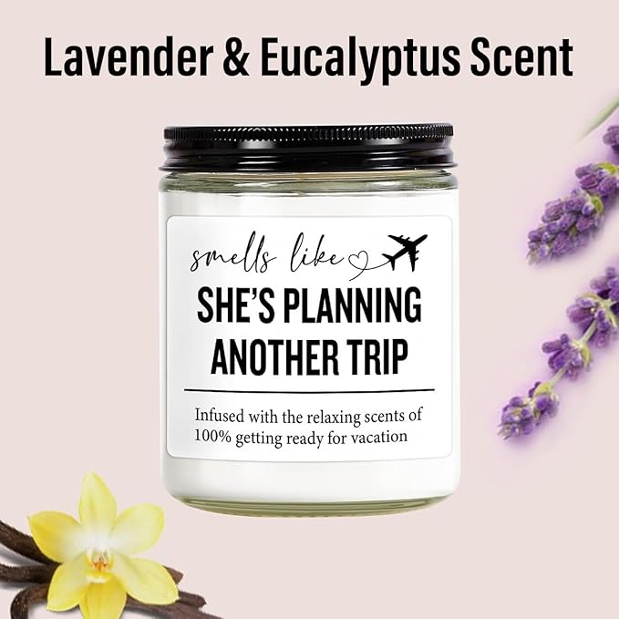 Travel Gifts for Women – 7OZ Scented Candle & Makeup Bag | Unique Gift for Women, Relaxing Aromatherapy, Stylish Cosmetic Bag for Travelers, Travel Christmas Gifts