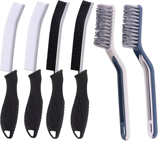 6pcs Crevice Cleaning Brush Multifunctional Hard Bristle Grout Cleaner Brush Crevice Cleaning Tools Bathroom Cleaning Brush with Clip,Kitchen Brush for Household, Kitchen, Window, Sink, Toilet, Grout