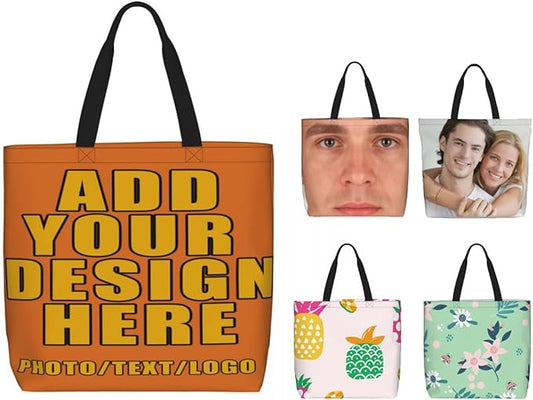Custom Large Black Tote Bag With Pocket Extra Large Reusable Grocery Bags