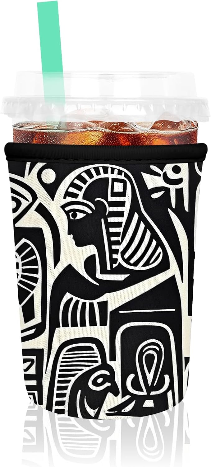 Iced Coffee Sleeve, Reusable Insulated Neoprene Cup Sleeve for Cold & Hot Drinks Beverages, Cup Holder for 16oz-18oz Coffee Cups, Abstract Bird