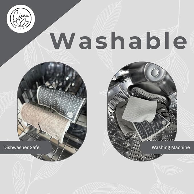 Swedish Dishcloth, Super Absorbent, Non-Scratch, Multi-Surface, Washable, Decorative Design, Paper Towel Replacement, Biodegradable, Eco Friendly, 10 Pack