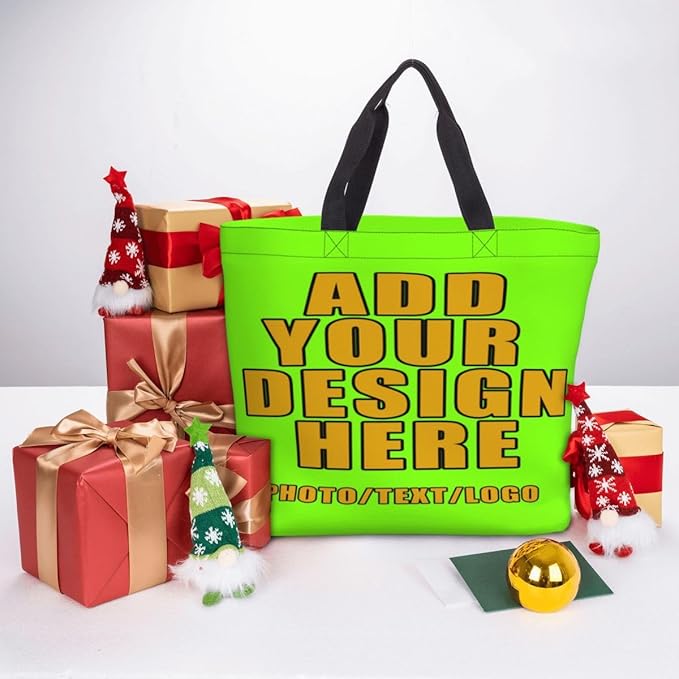 Custom Large Black Tote Bag With Pocket Extra Large Reusable Grocery Bags