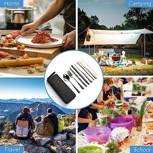 DEVICO Camping Utensils, Stainless Steel Travel Silverware Set with Case - Image 6