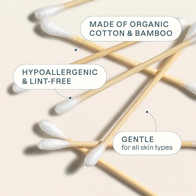 Organic Bamboo Cotton Swabs – 300 Count | Eco-Friendly Sticks | Biodegradable, Plastic-Free, Multi-Purpose Buds for Makeup, Baby Care, Cleaning & Crafts