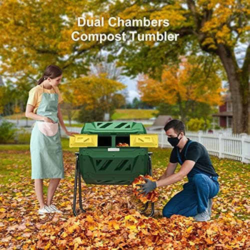 Compost Tumbler Bin Composter Dual Chamber 43 Gallon (Bundled with Pearson's Gardening Gloves) - Image 2