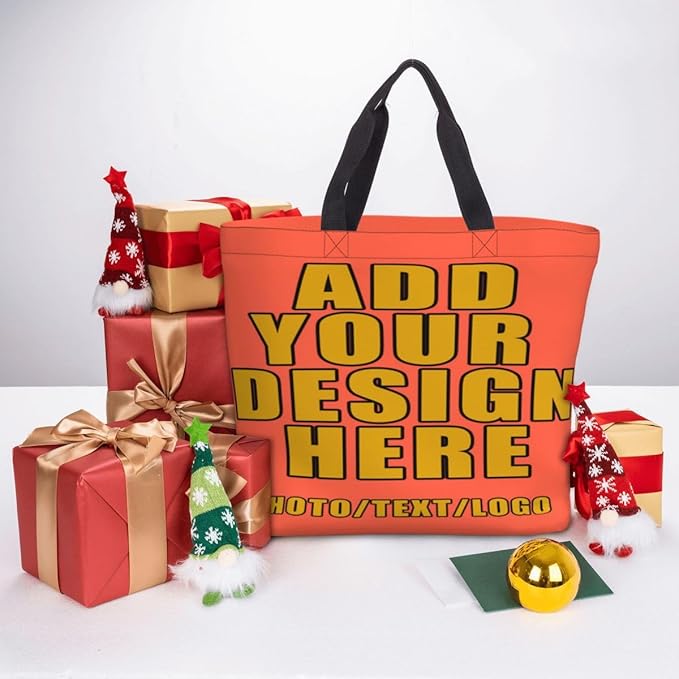 Custom Large Black Tote Bag With Pocket Extra Large Reusable Grocery Bags