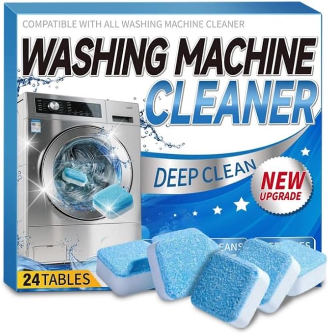 Washing Machine Cleaning Tablets 24 Count - Powerful Descaler & Deodorizer for HE Front Loader & Top Load Washer, Eco-Friendly Septic Safe Deep Cleaner for Drum Laundry Tub & Door Seal - 1 Year Supply by Unknown