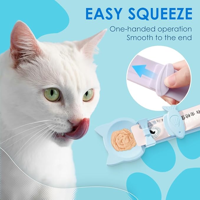 Cat Strip Feeder Spoon, 2025 New Cats Treat Dispenser, Cat Squeeze Treat Spoon for Puree and Bisque Delectables Lickable Wet Dispenser Sliding (3PCS-A)