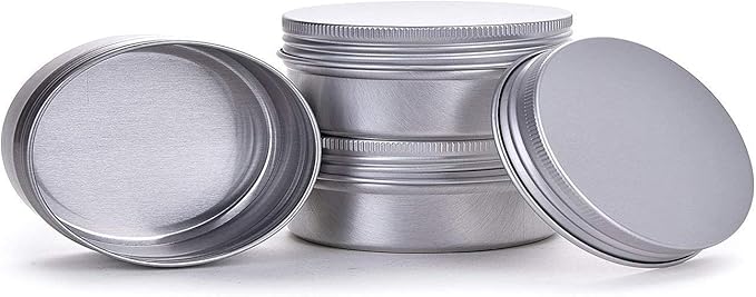 1 Ounce Aluminum Tin Jar Refillable Containers 30ml Aluminum Screw Lid Round Tin Container Bottle for Cosmetic,Lip Balm, Cream, 24 Pack