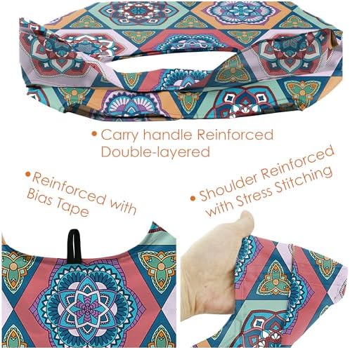 BeeGreen Boho Gifts for Women Geometric Reusable Grocery Bags Mandala Shopping Bags Bulk 6 Pack 50LBS X-Large Foldable-Machine Washable-Heavy Duty Mandana Yoga Gifts - Image 5