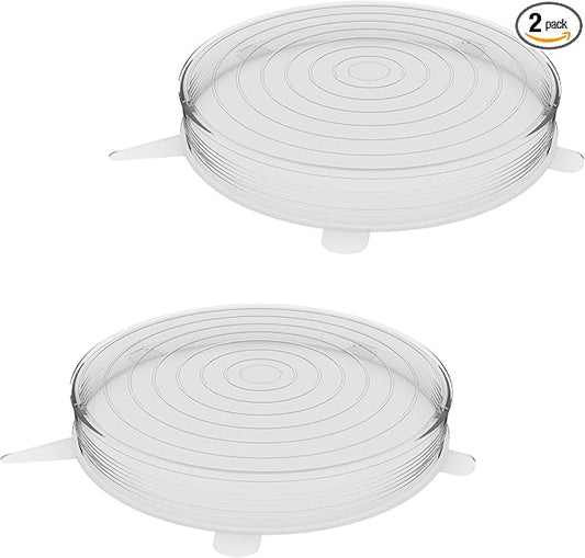 unwasted Reusable Silicone Lids (XX-Large) – Upgrade Your Kitchen Gadgets w/Our Silicone Covers for Food Storage – Reusable Silicone Stretch Lids and Food Covers for Containers Up to 10” (Pack of 2)