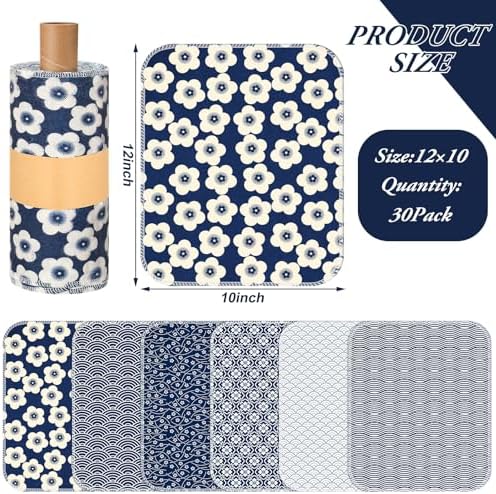 Redbaker 18 Pcs 18 Pcs Reusable Paper Towel for Kitchen,Geometric Style - Image 3