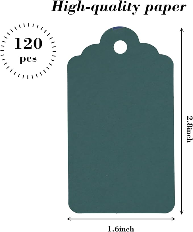 SallyFashion 120PCS Gift Tags with String Attached, 1.6 x 2.8 inch GreenPaper Hang Tags for Clothes DIY Crafts Wedding Holiday (Green)